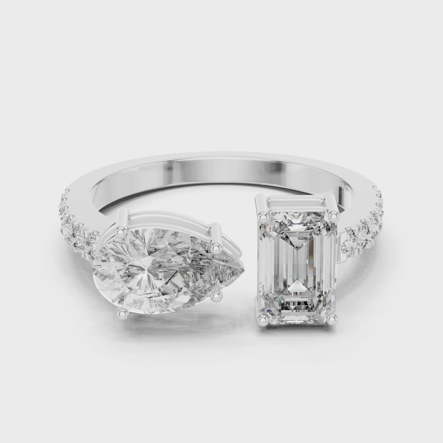 Toi et Moi Marquise & Emerald Diamond Ring