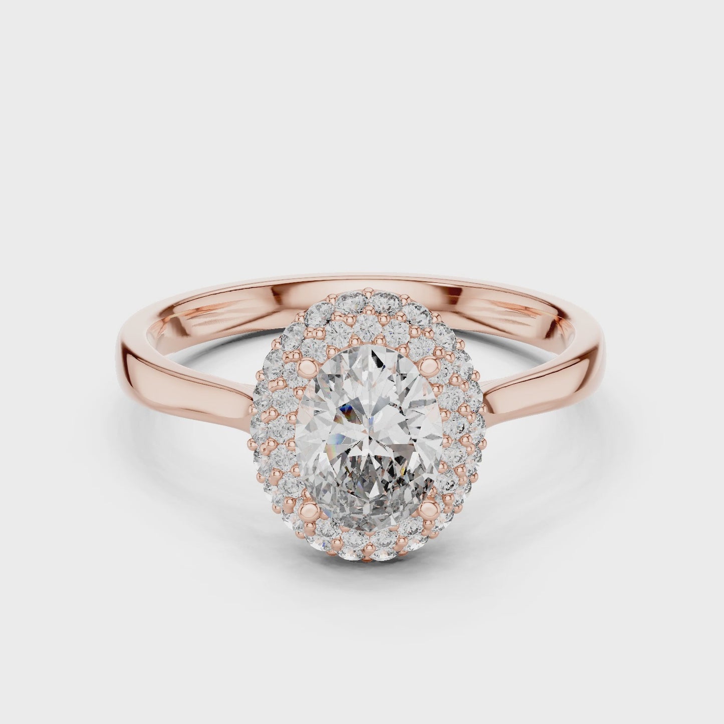 Celestique Oval Double Halo Ring