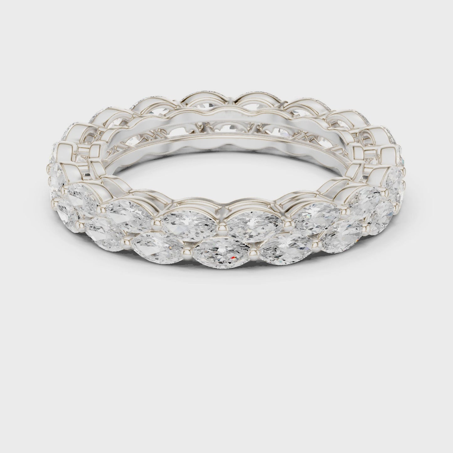 Dual Horizon Double Row Marquise Diamond Band Ring