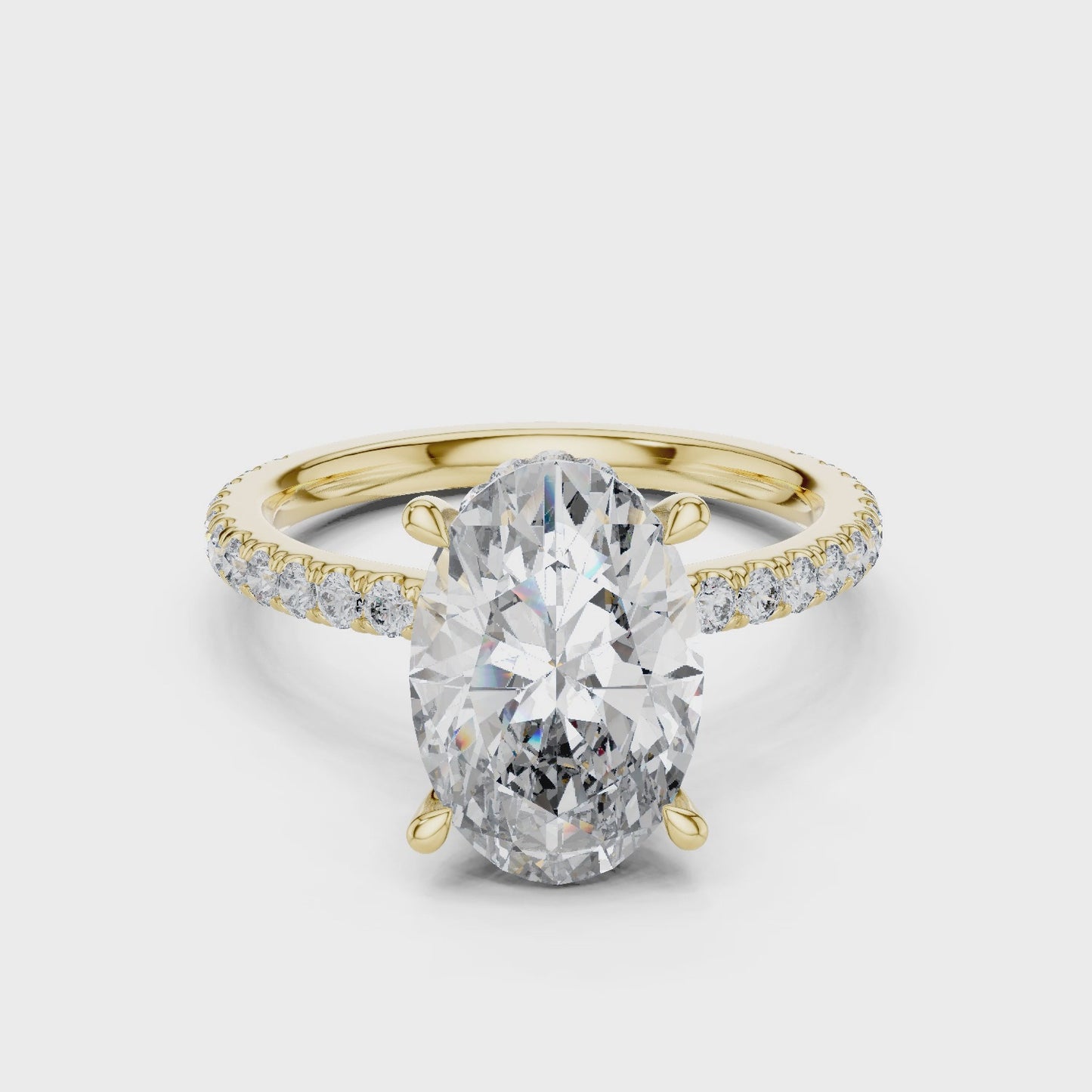 Drift Oval Hidden Halo Diamond Engagement Ring