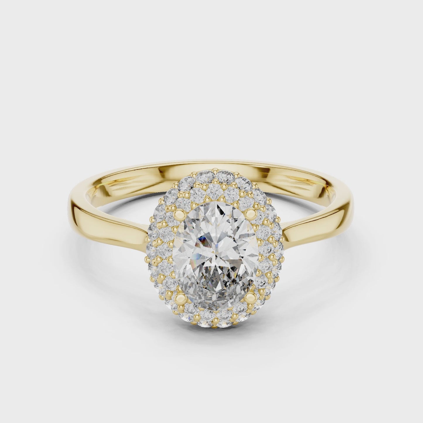 Celestique Oval Double Halo Ring