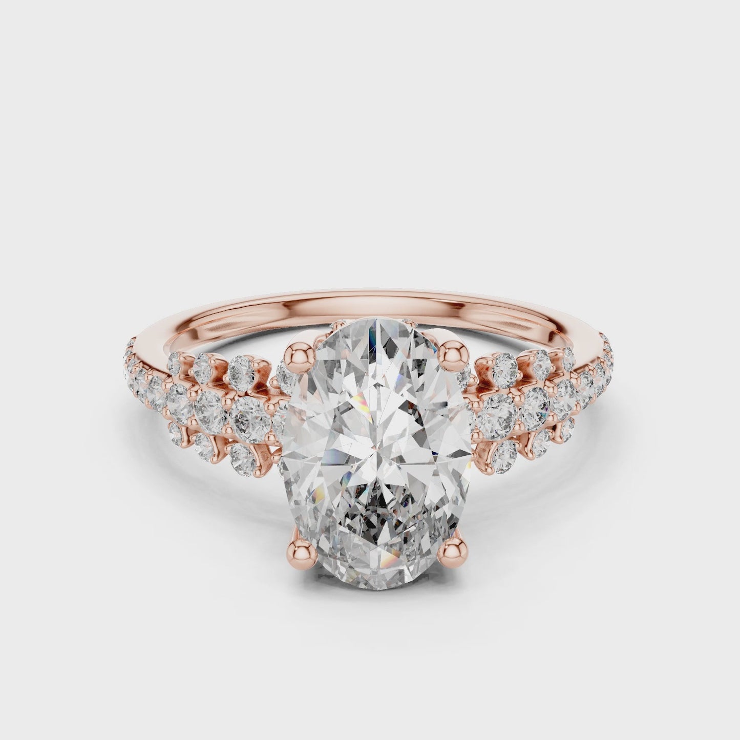 Aurora Oval Diamond Split Shank Ring