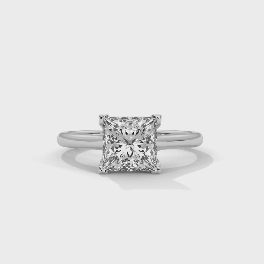 Classic Princess Solitaire Diamond Engagement Ring