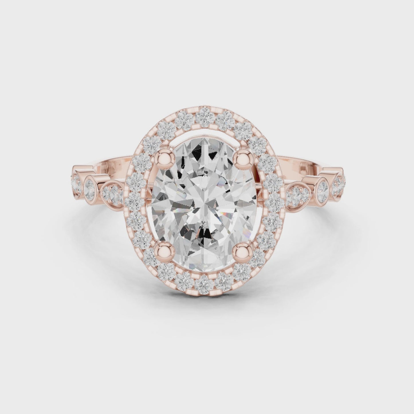 Lustre Orbit Oval Diamond Halo Engagement Ring
