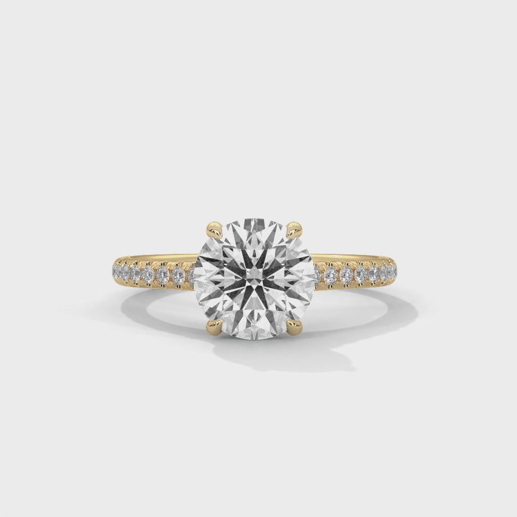 Radiant Promise Round Diamond Solitaire Ring with Pavé Shoulders