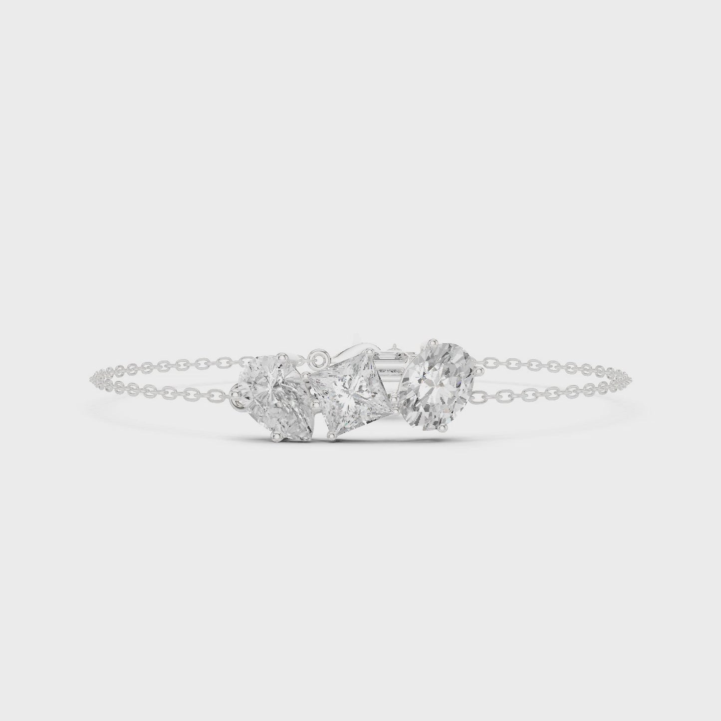 Contemporary Everyday Luxury Mixed Shape Diamond Chain Bracelet