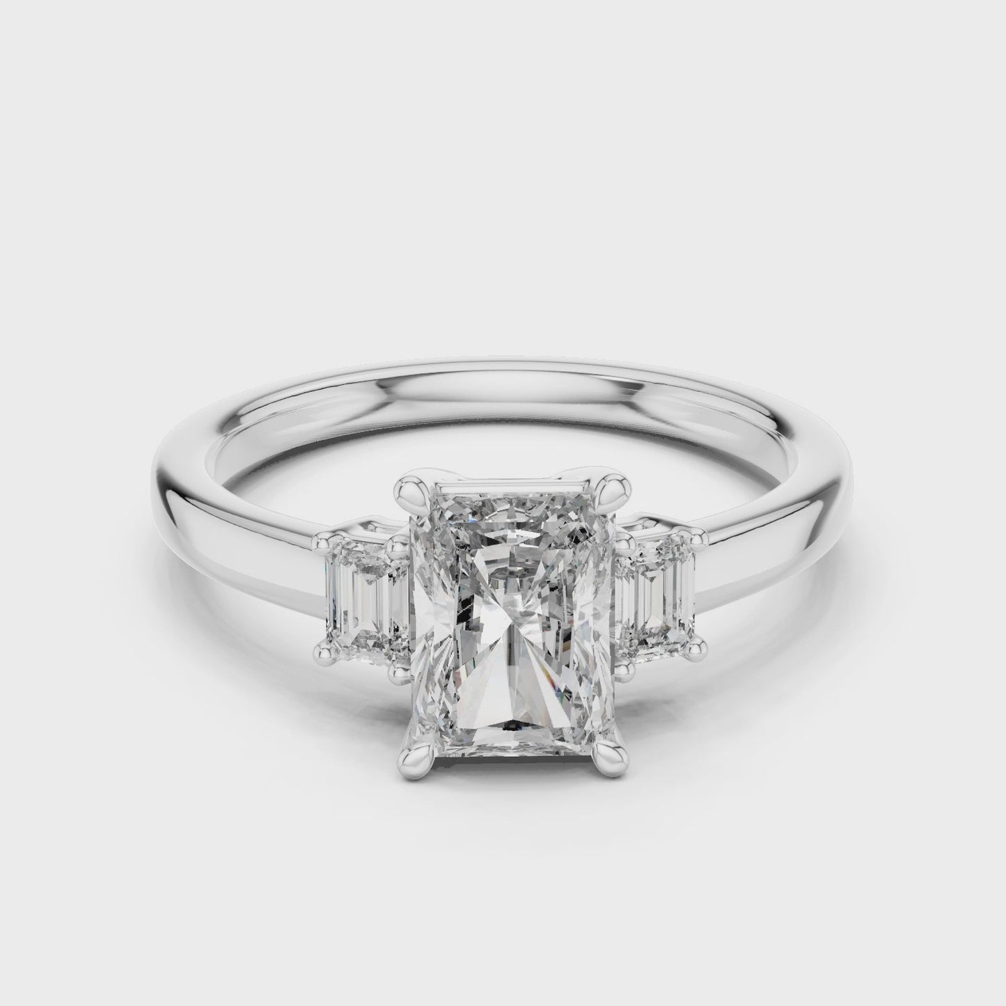 Radiant Cut Three Stone Diamond Ring