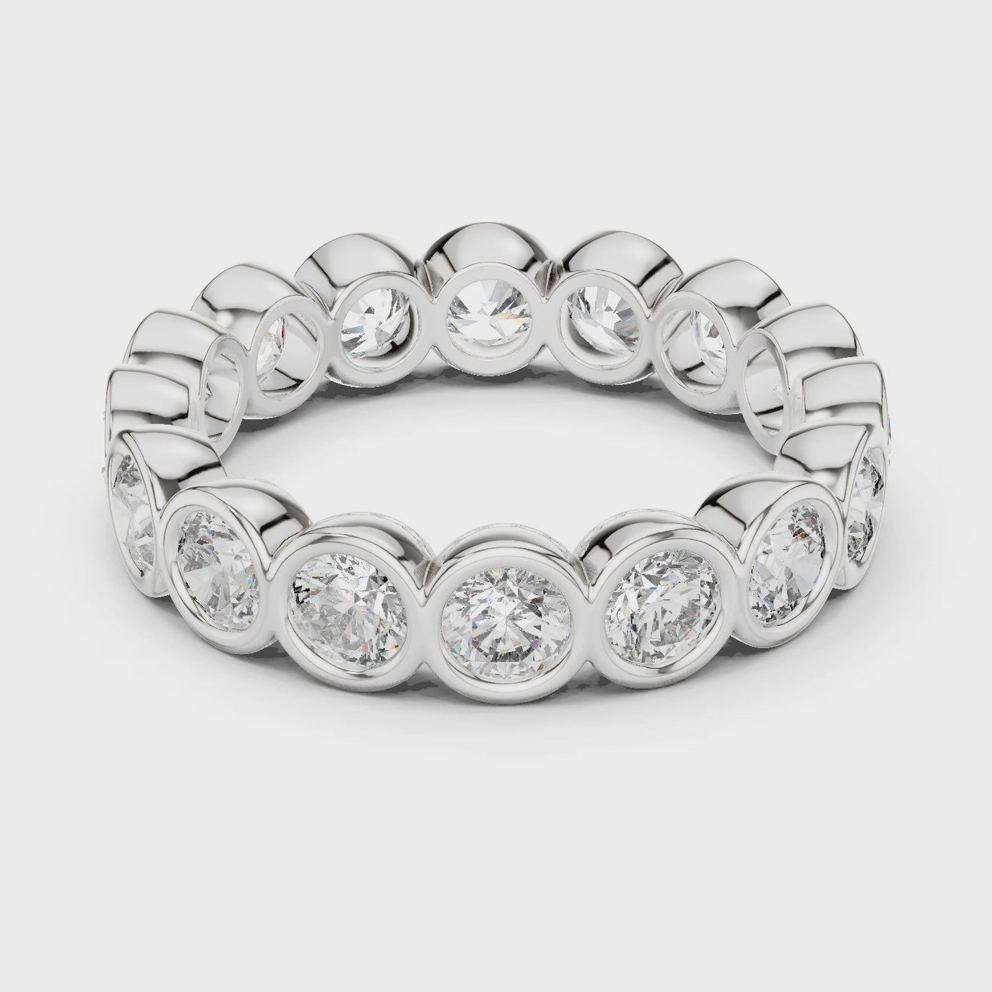 Halo Frame Round Bezel Diamond Eternity Band Ring