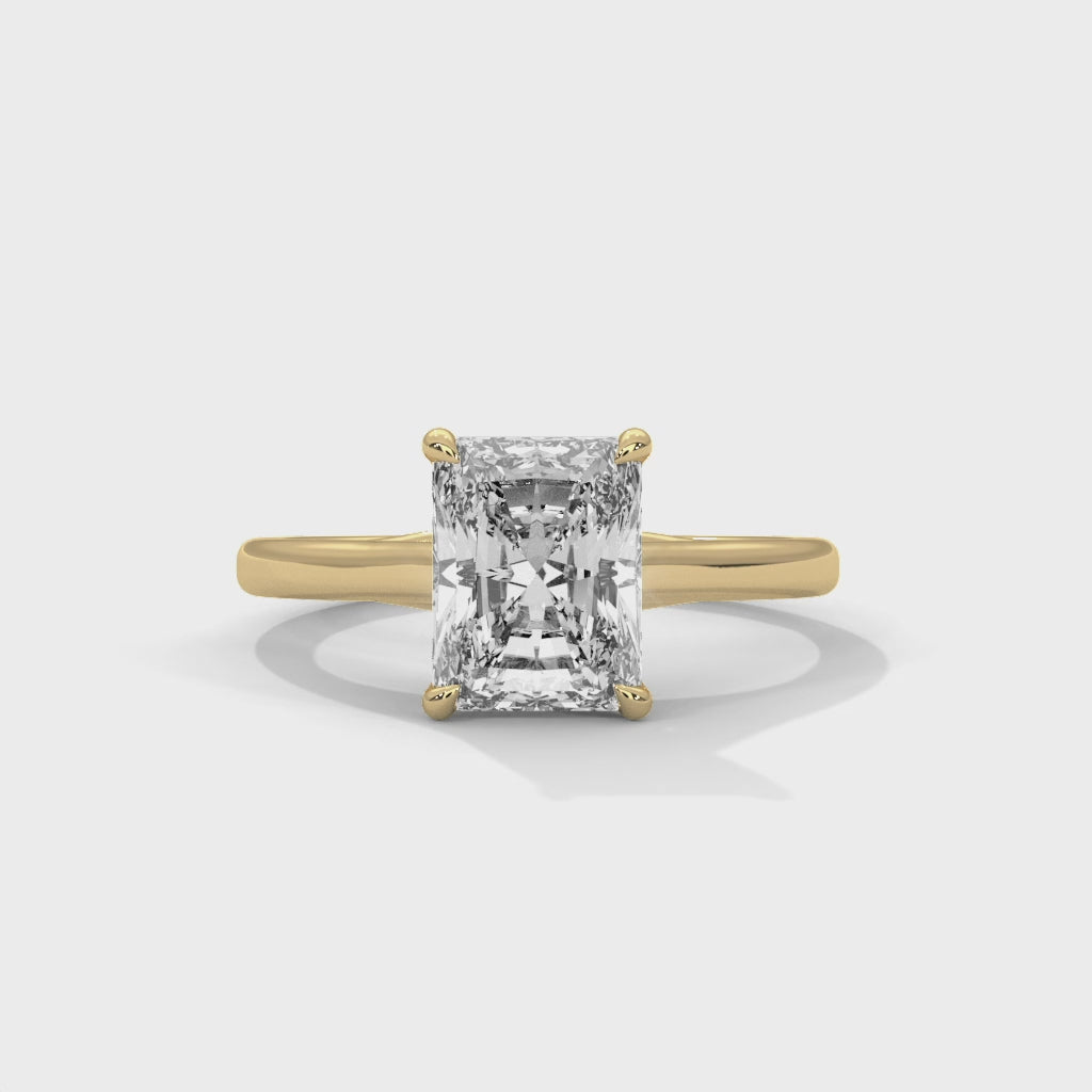 Radiant Cut Solitaire Ring with Four Prong Setting