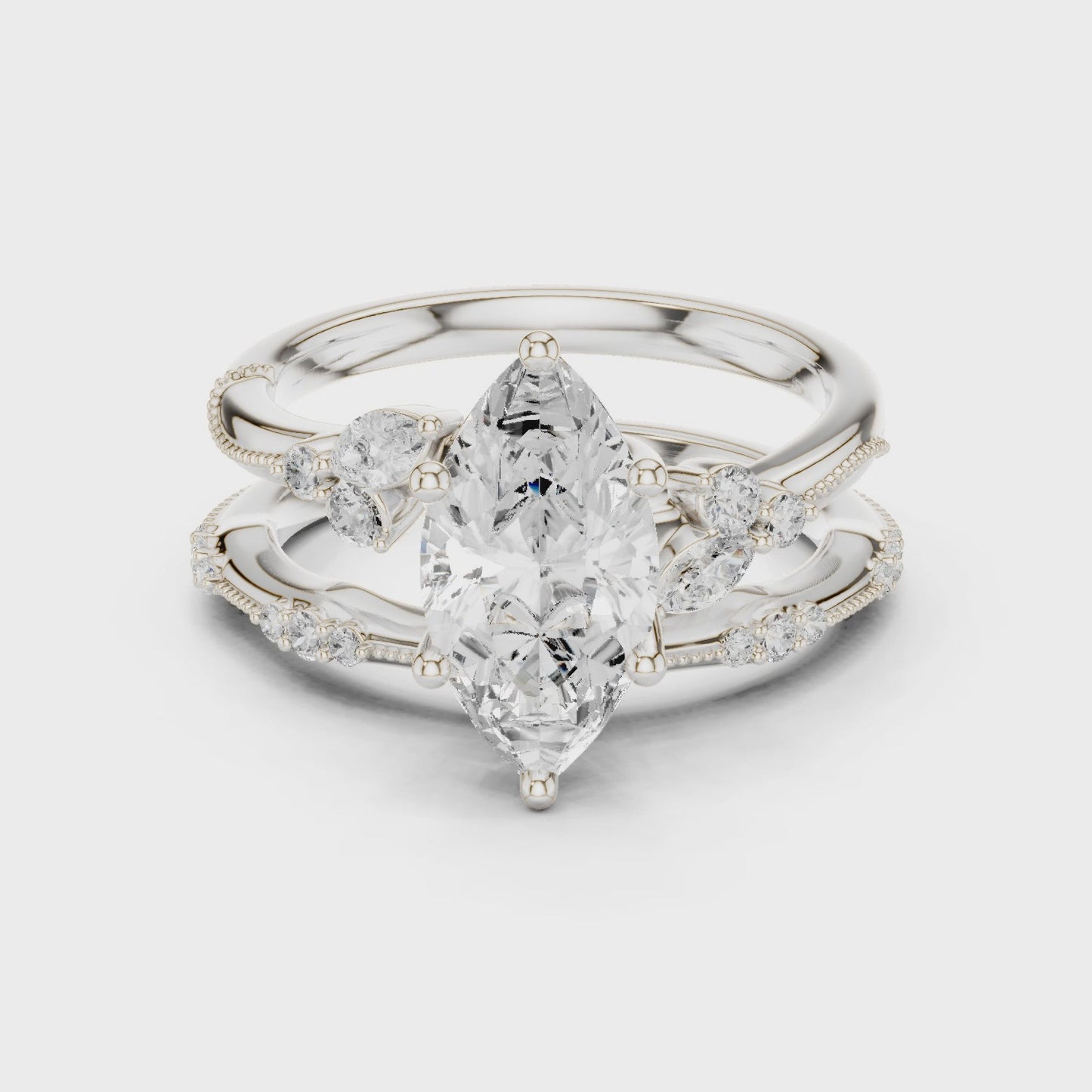 Vantage Marquise Diamond Bridal Ring Set