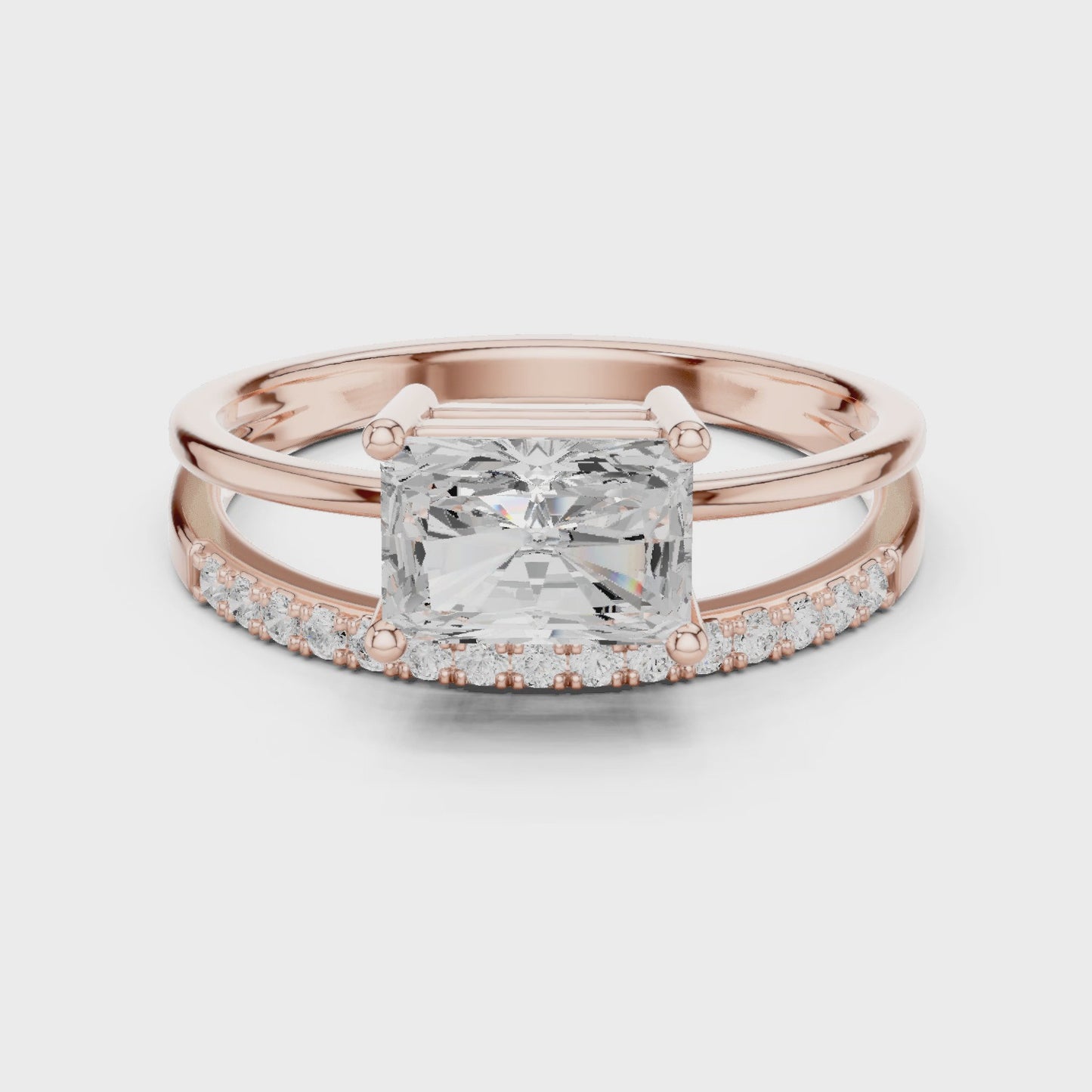 Frame Theory Radiant Cut Split Shank Diamond Ring