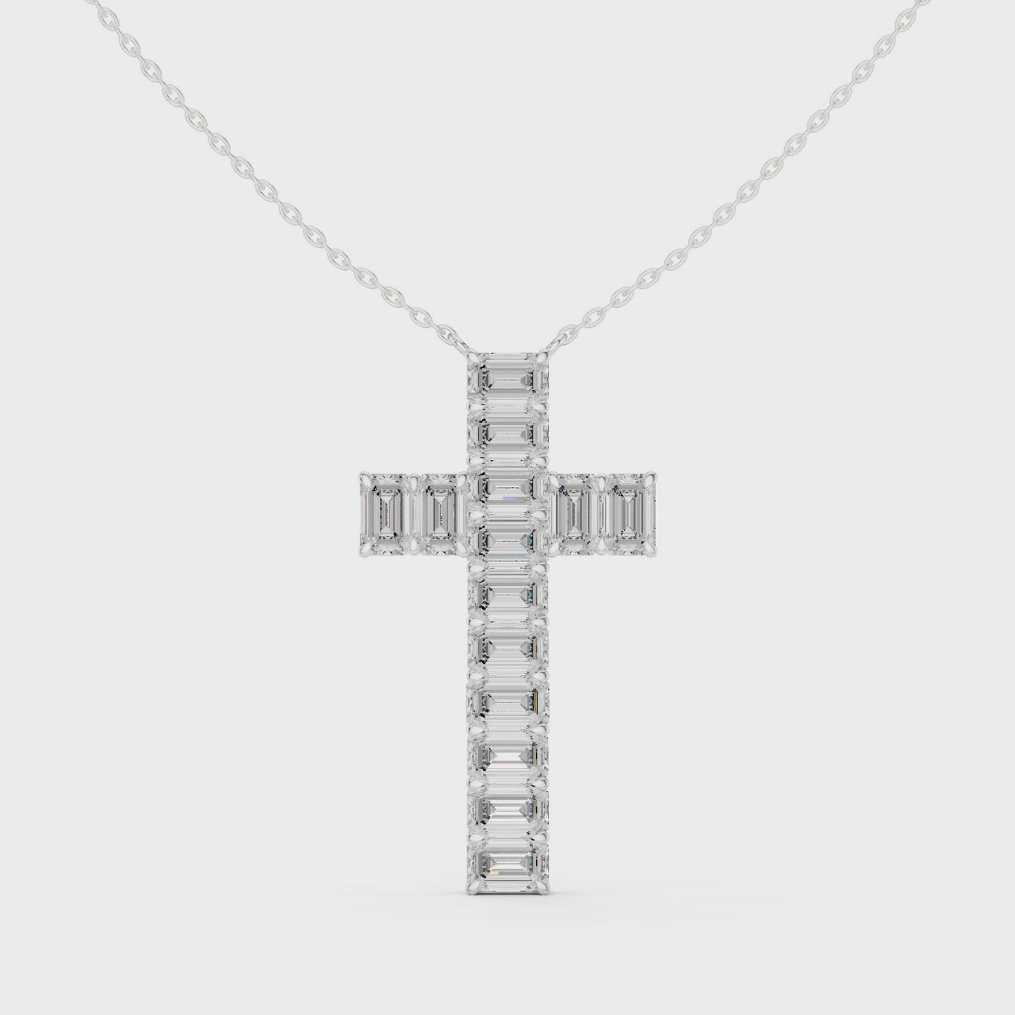 Timeless Faith & Elegance Emerald Cut Diamond Cross Pendant Necklace