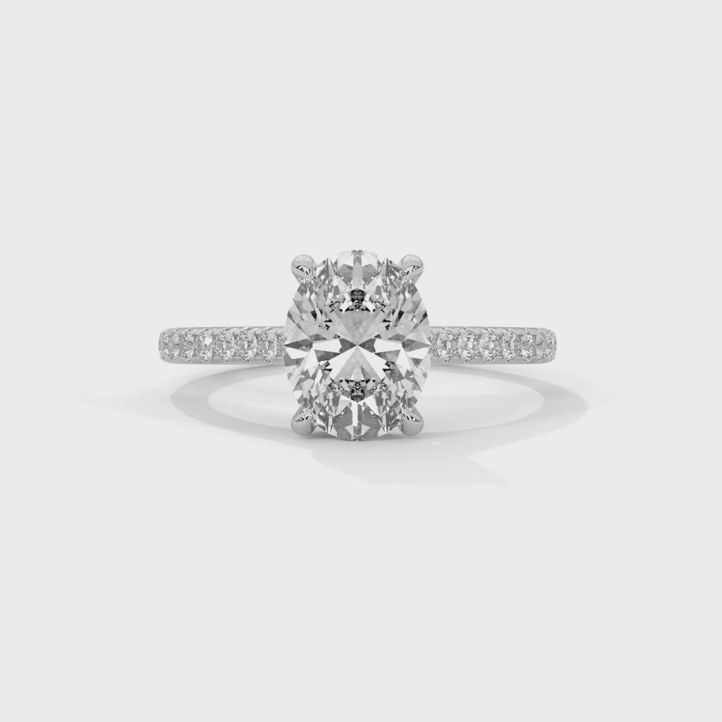 Lumina Oval Cut Diamond Engagement Ring with Pavé Band