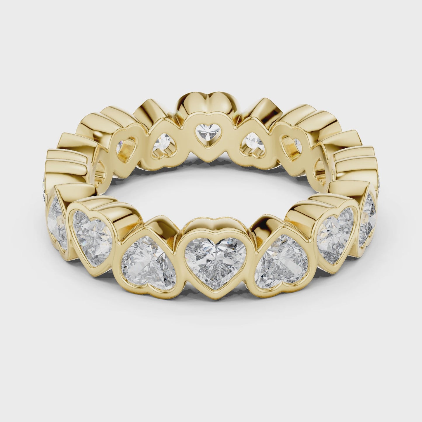 Pulse Heart Heart Diamond Bezel Eternity Band Ring