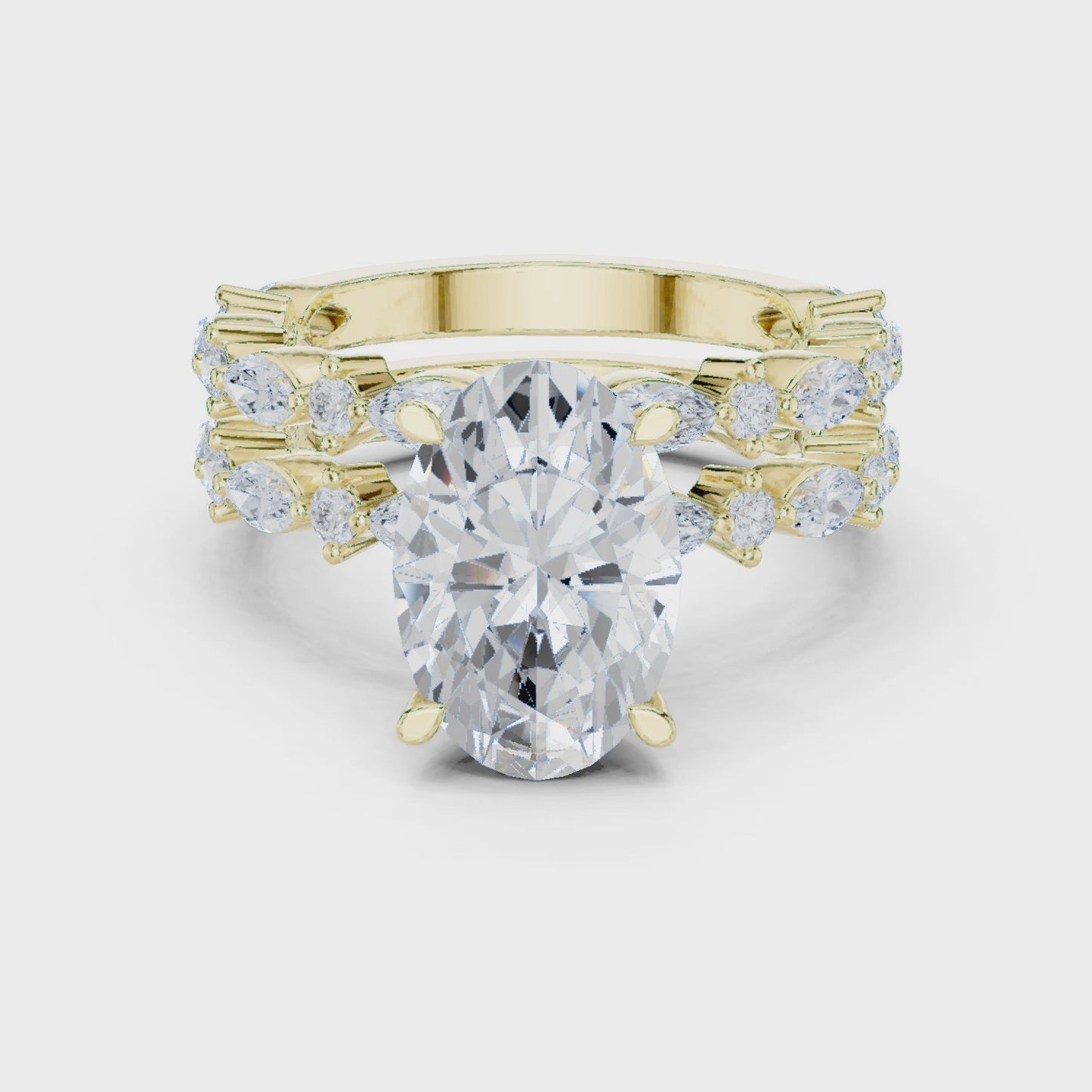 Trinity Bloom Oval Diamond Bridal Ring Set