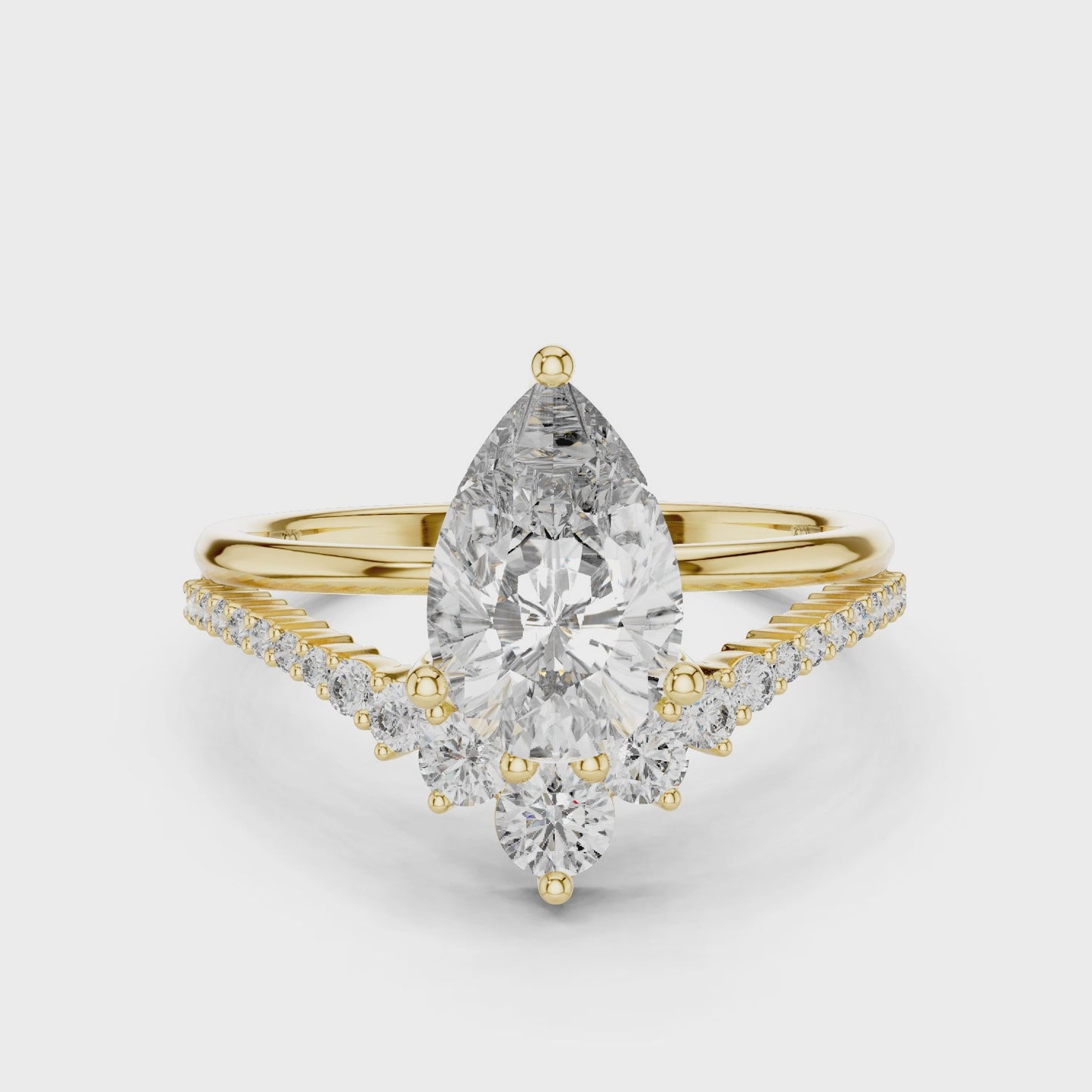 Celeste Pear Diamond Split Shank Ring