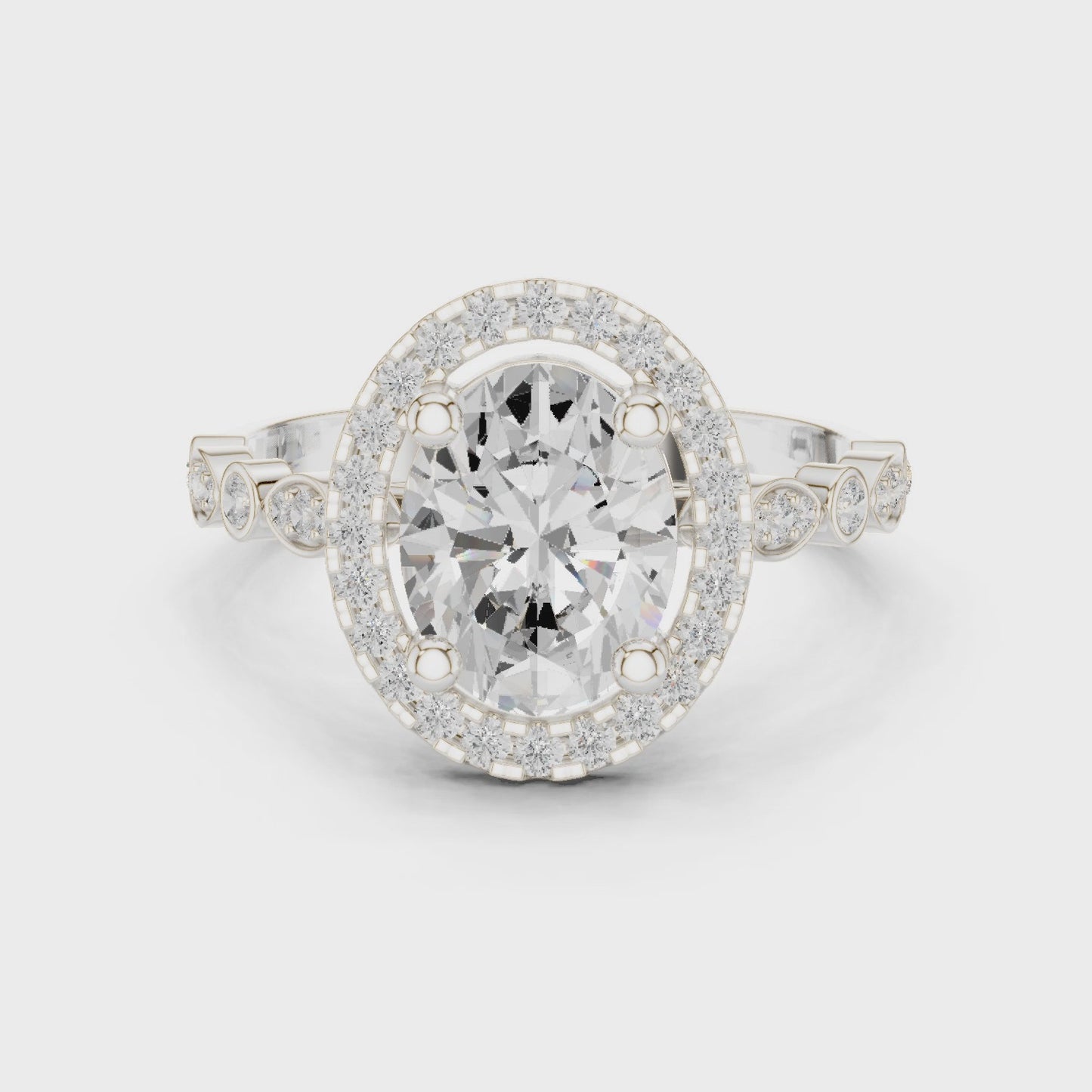 Lustre Orbit Oval Diamond Halo Engagement Ring