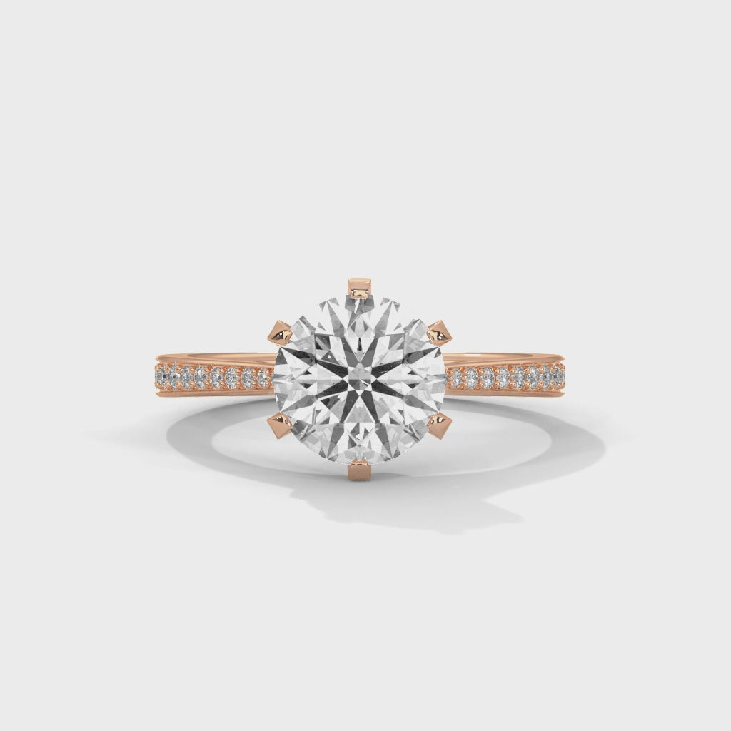 Classic Radiance Round Cut Solitaire Engagement Ring with Pavé Band