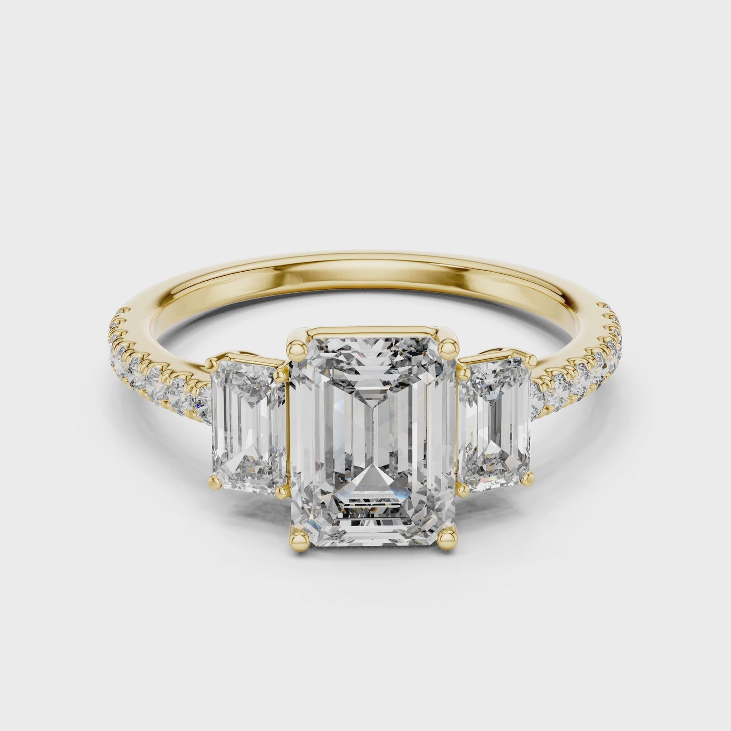 Axis Emerald Cut Three Stone Diamond Ring