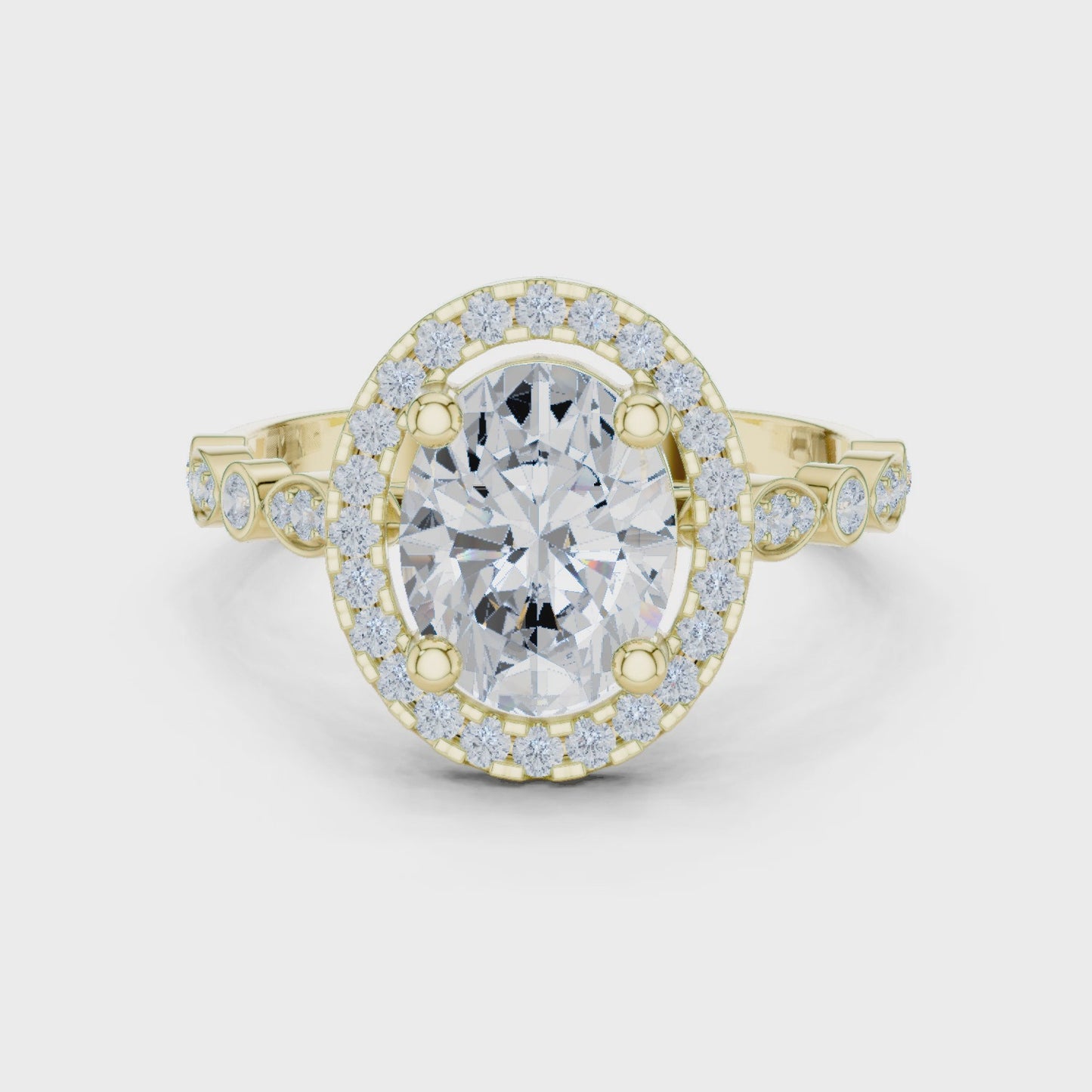 Lustre Orbit Oval Diamond Halo Engagement Ring