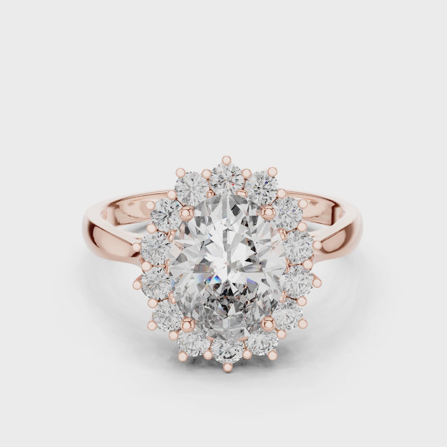 Celestelle Floral Luxury Oval Bloom Halo Ring