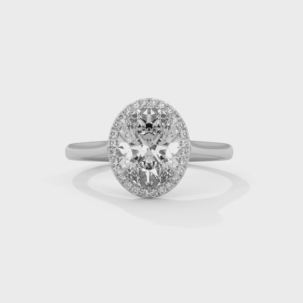Luxury Oval Halo Engagement Ring with Hidden Halo Accent