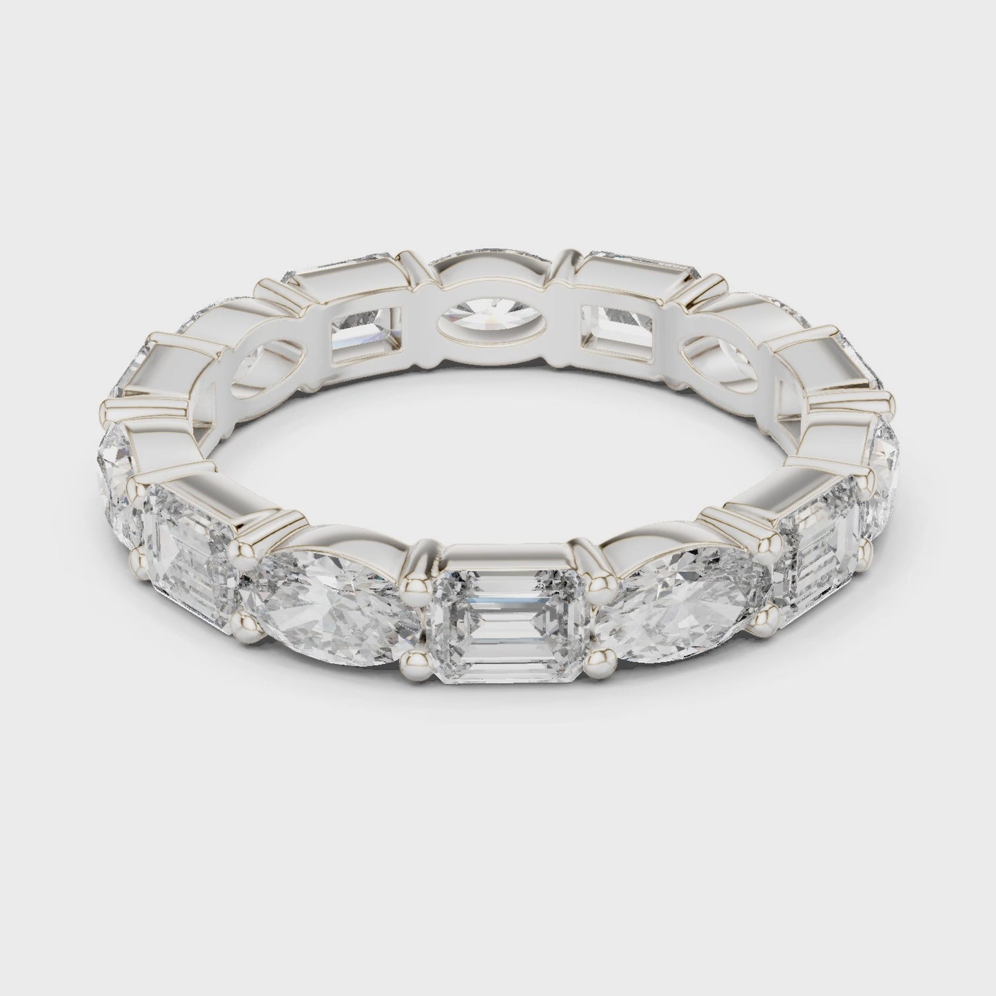 Axis Fusion Mixed Shape Diamond Eternity Band Ring