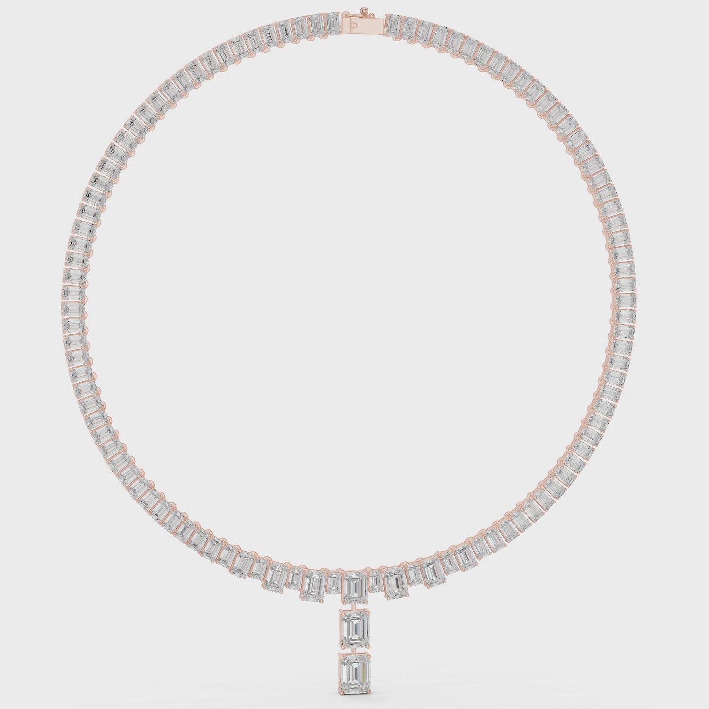 Elegant Everyday Luxury Emerald Cut Diamond Tennis Necklace