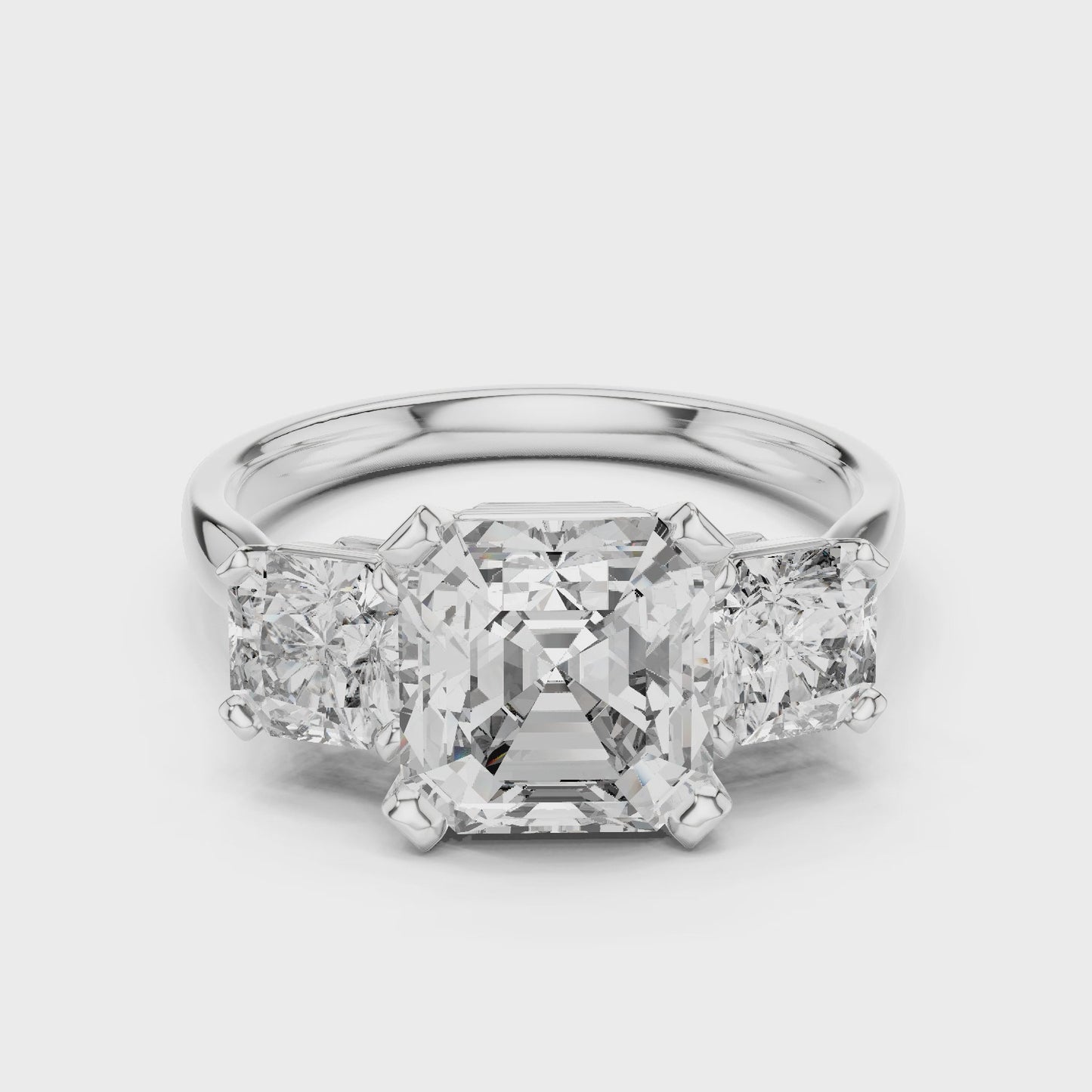 Asterion Three-Stone Asscher Cut Ring Elegant Statement