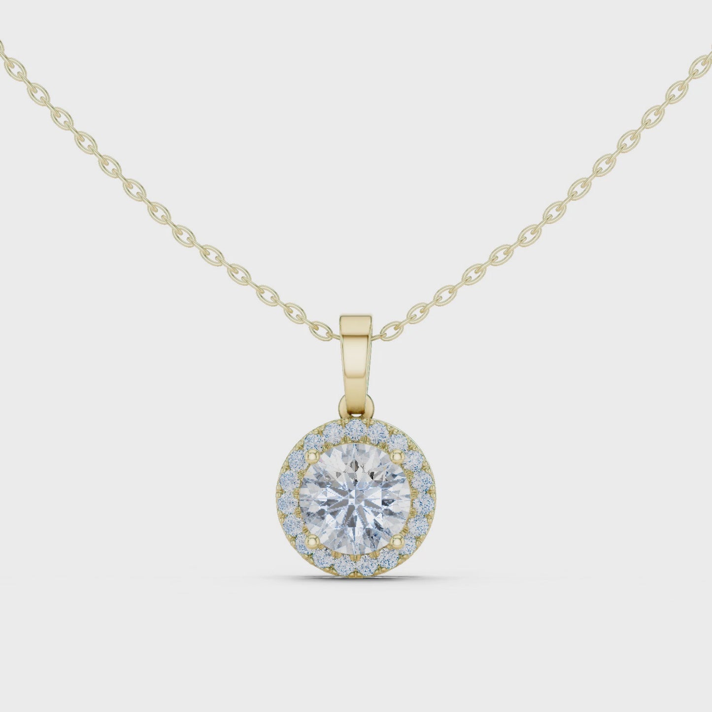 Luxury Round Diamond Halo Pendant Necklace