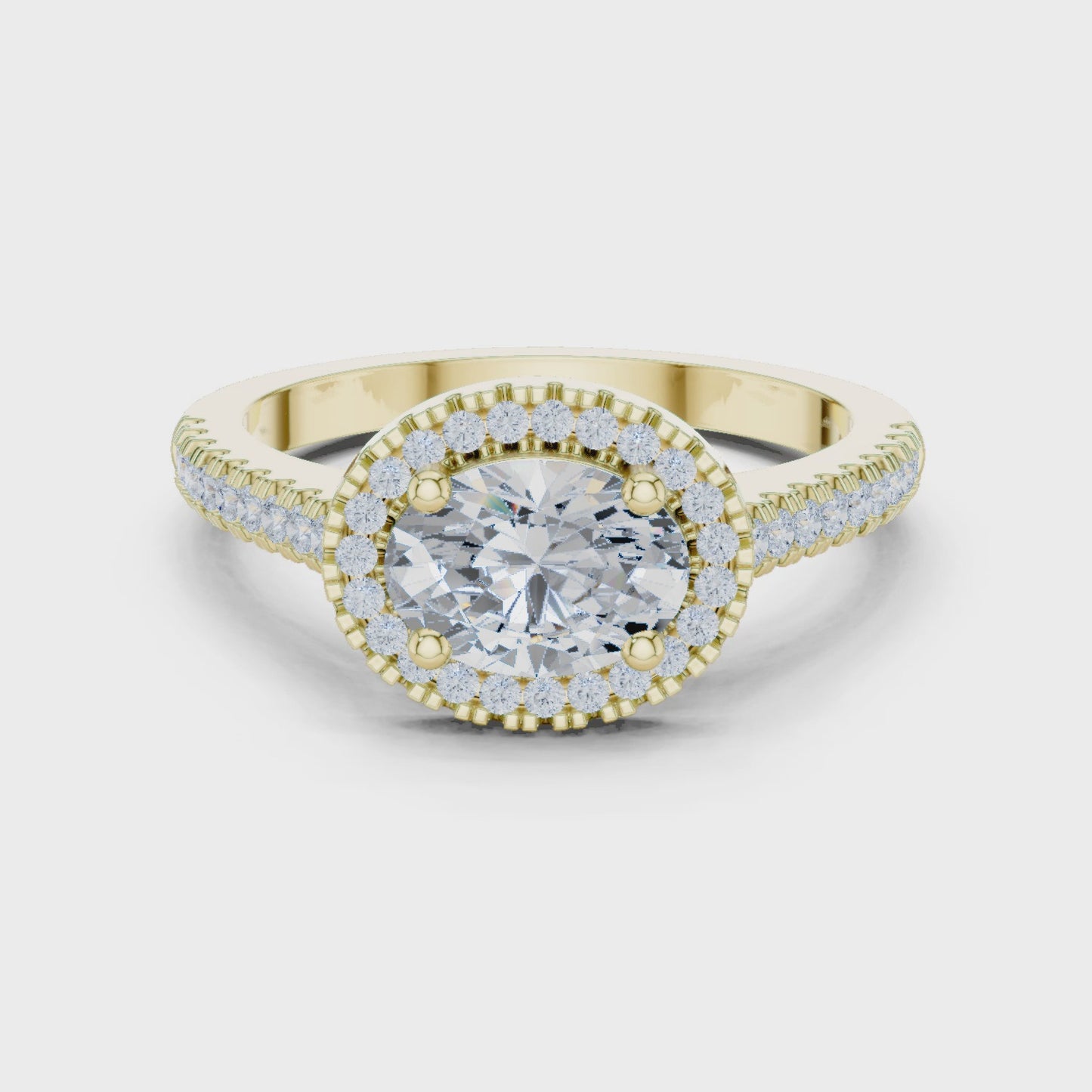Halo Frame Oval Diamond Halo Engagement Ring