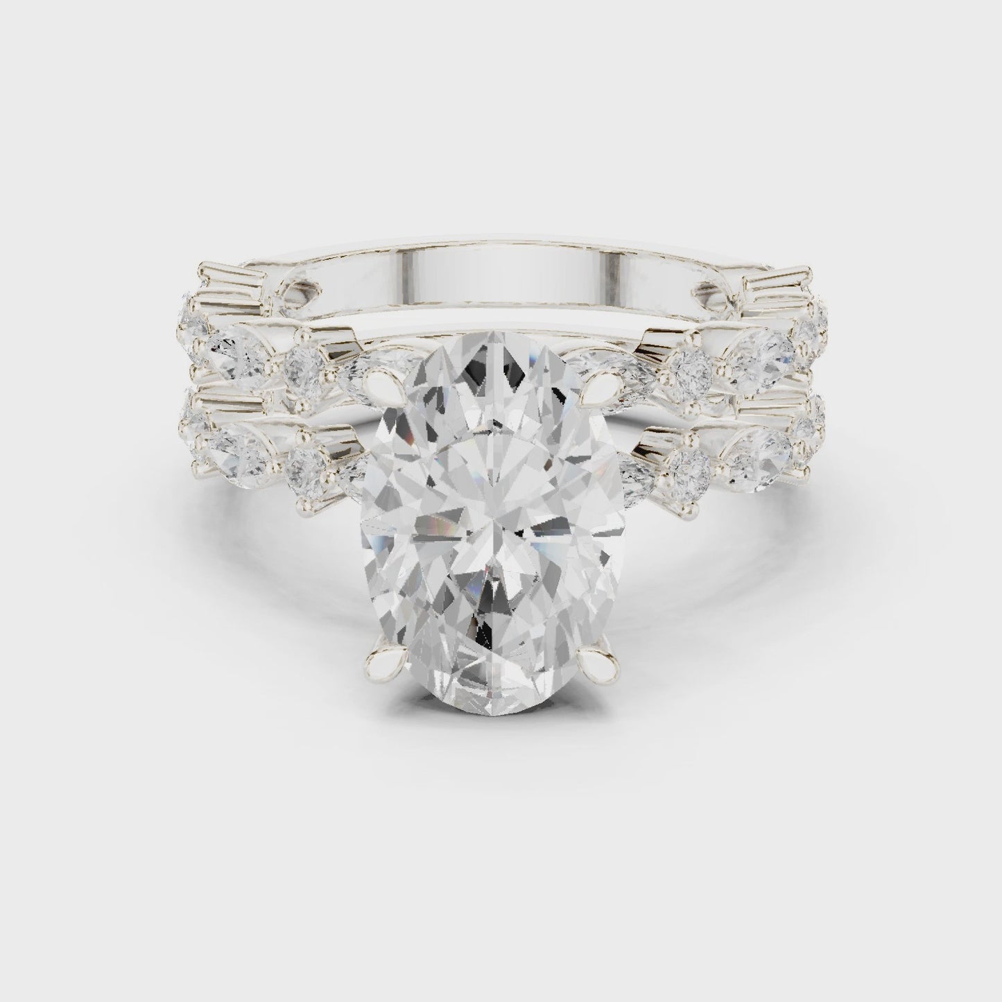 Trinity Bloom Oval Diamond Bridal Ring Set