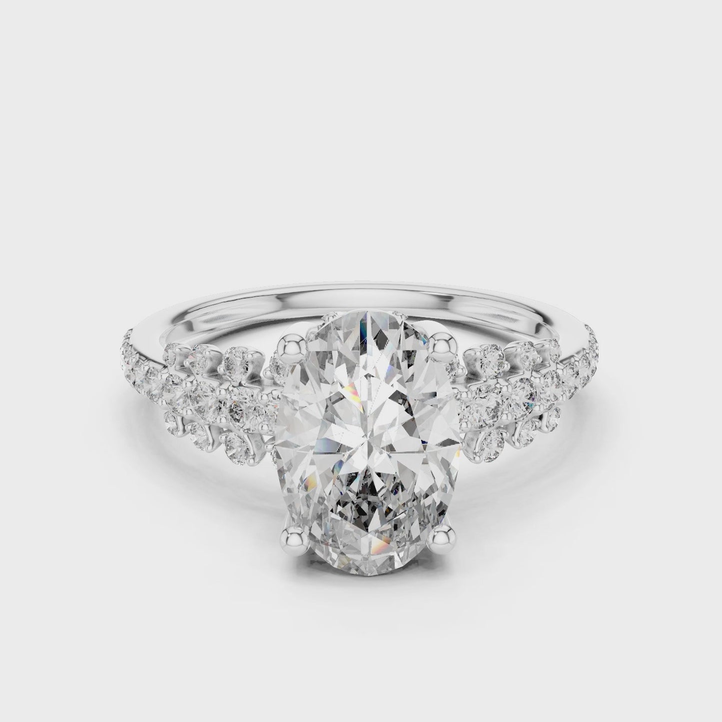 Aurora Oval Diamond Split Shank Ring