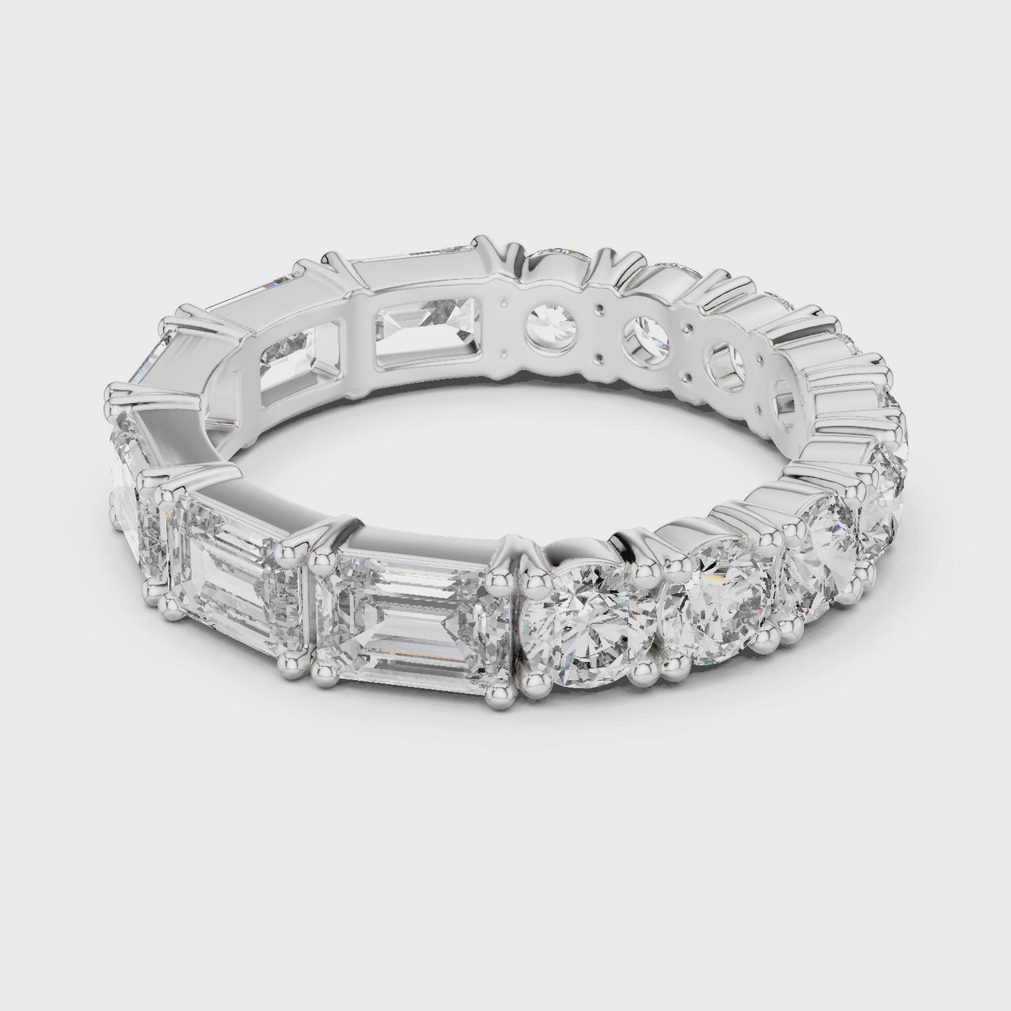 Contour Fusion Emerald & Round Diamond Eternity Band Ring