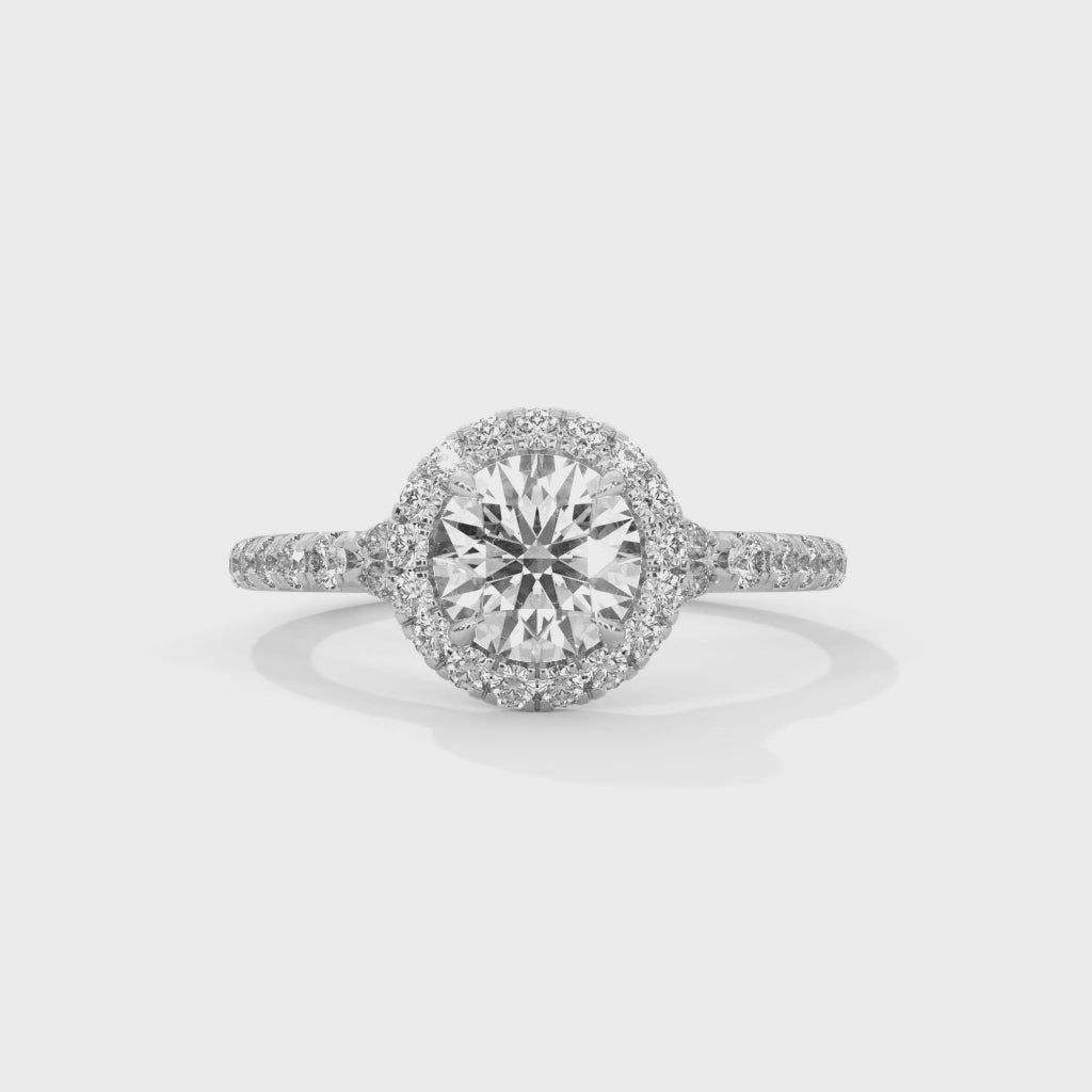 Celestia Cushion Halo Engagement Ring with Hidden Accent