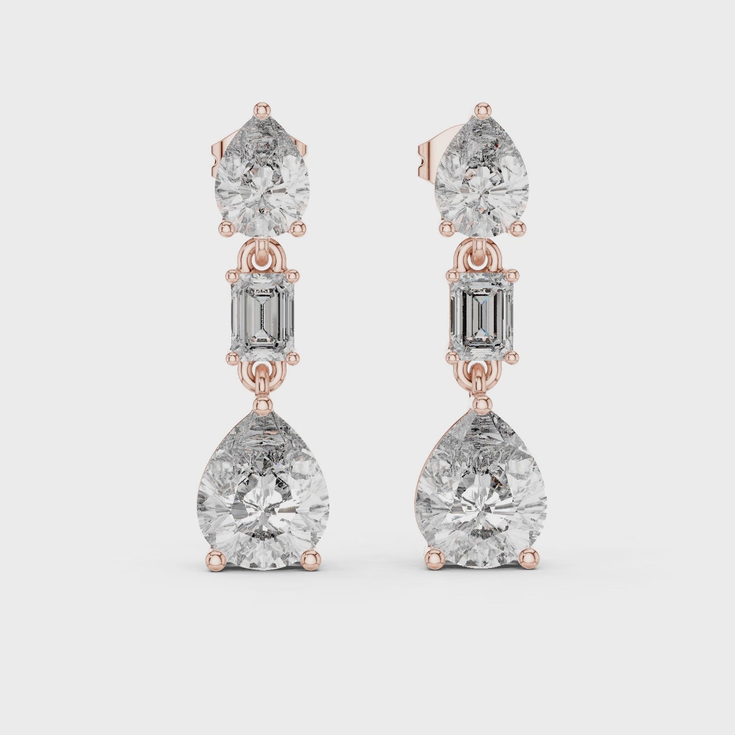 Celestia Grace Pear & Emerald Diamond Drop Earrings