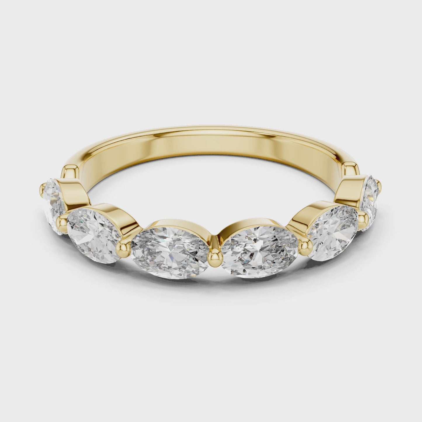 Elongated Edge Marquise Diamond Half Eternity Band Ring