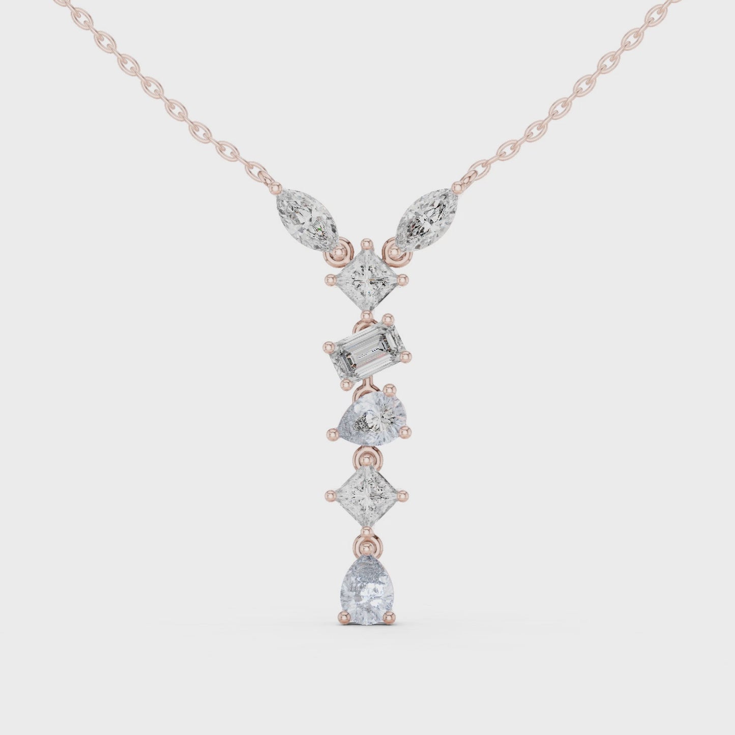 Modern Cascade Diamond Drop Pendant Necklace