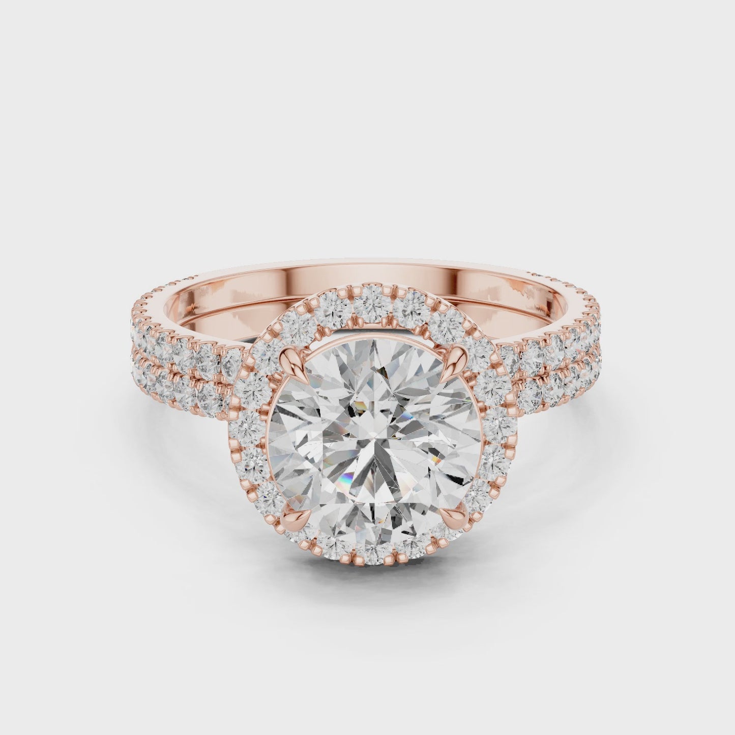 Modern Everyday Luxury Round Diamond Hidden Halo Solitaire Ring