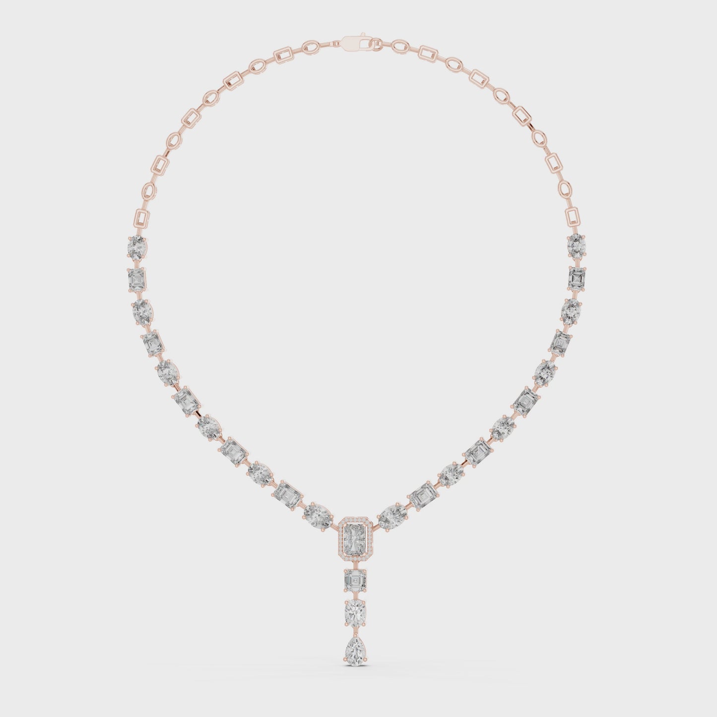 Elegant Everyday Luxury Mixed Shape Diamond Y Drop Necklace