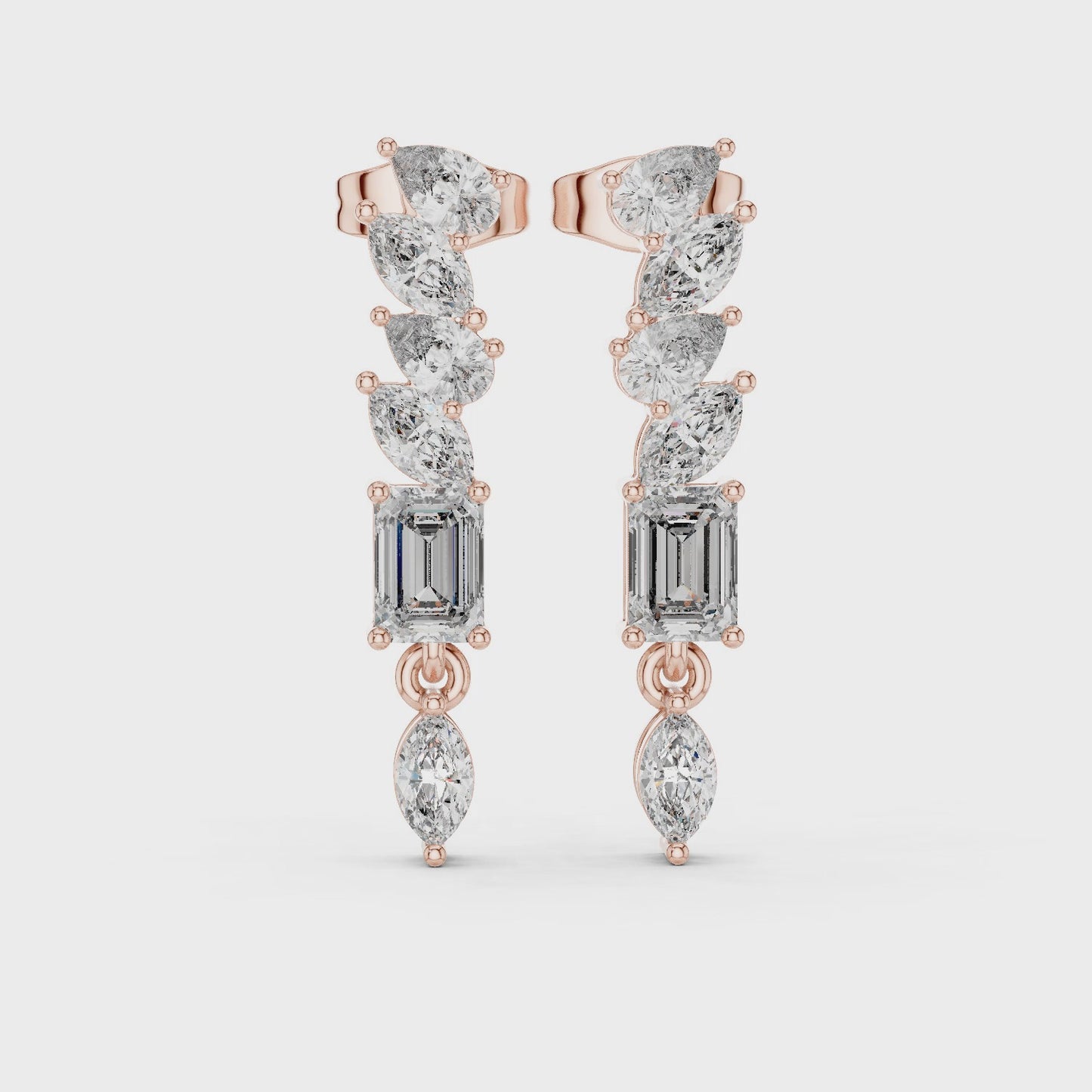Cascade Emerald & Marquise Diamond Drop Earrings