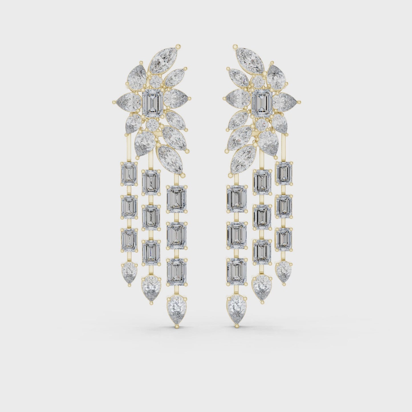 Aurielle Cascade Statement Marquise & Emerald Diamond Earrings