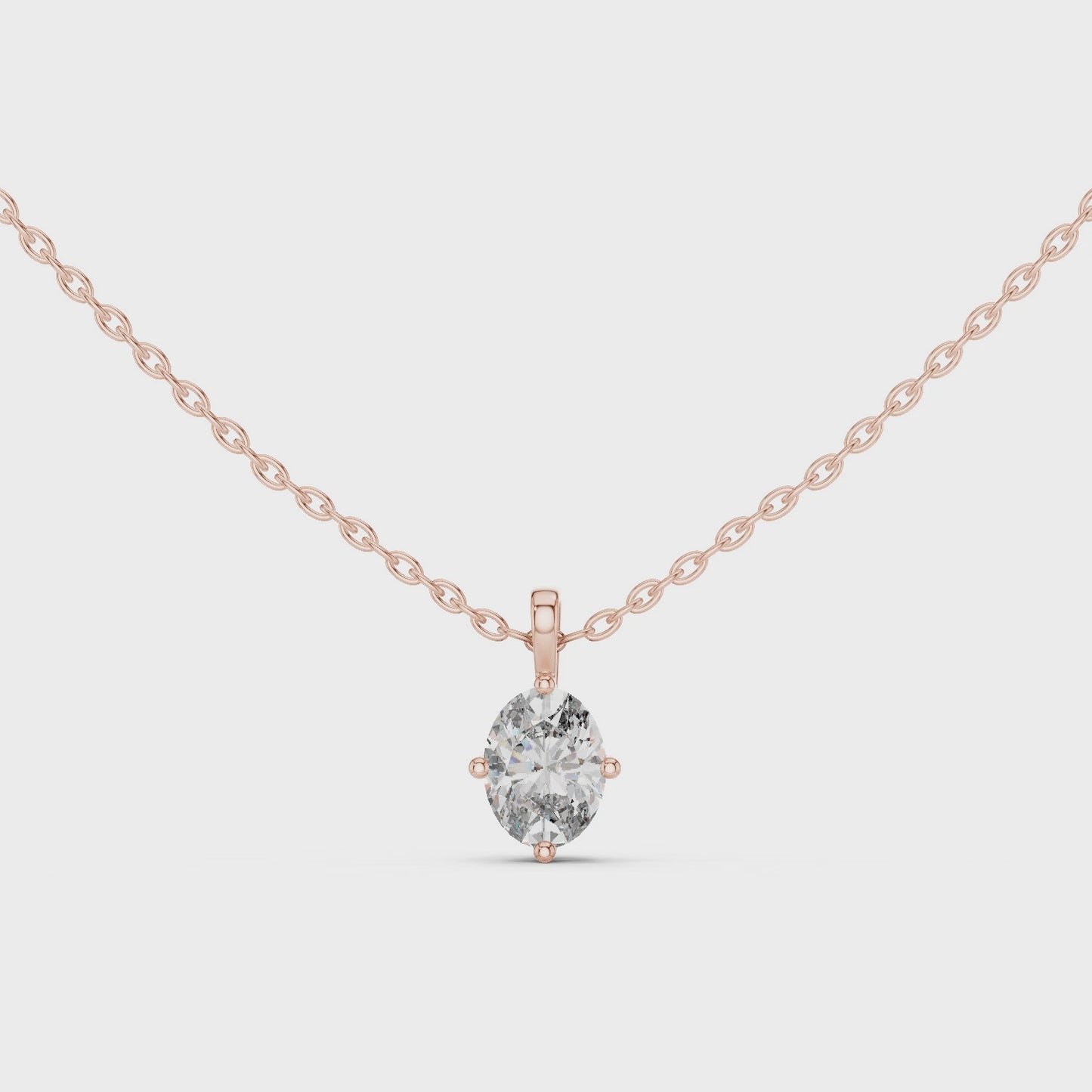 Timeless Everyday Elegance Oval Solitaire Diamond Pendant Necklace