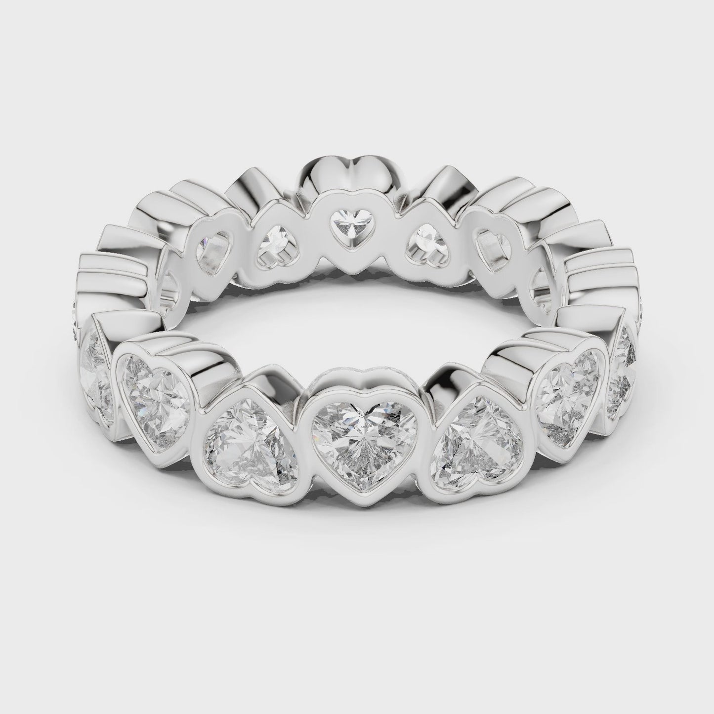 Pulse Heart Heart Diamond Bezel Eternity Band Ring
