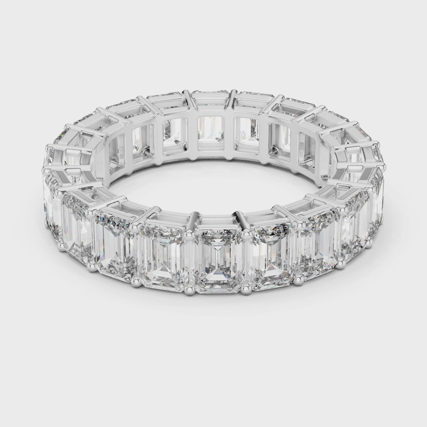 Linear Edge Emerald Cut Diamond Eternity Band Ring