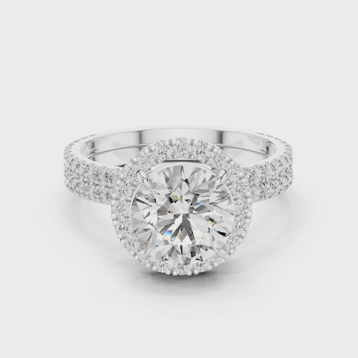 Modern Everyday Luxury Round Diamond Hidden Halo Solitaire Ring