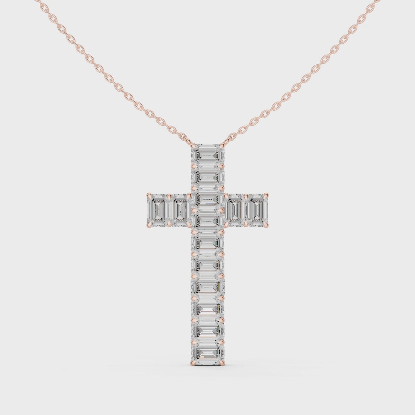 Timeless Faith & Elegance Emerald Cut Diamond Cross Pendant Necklace