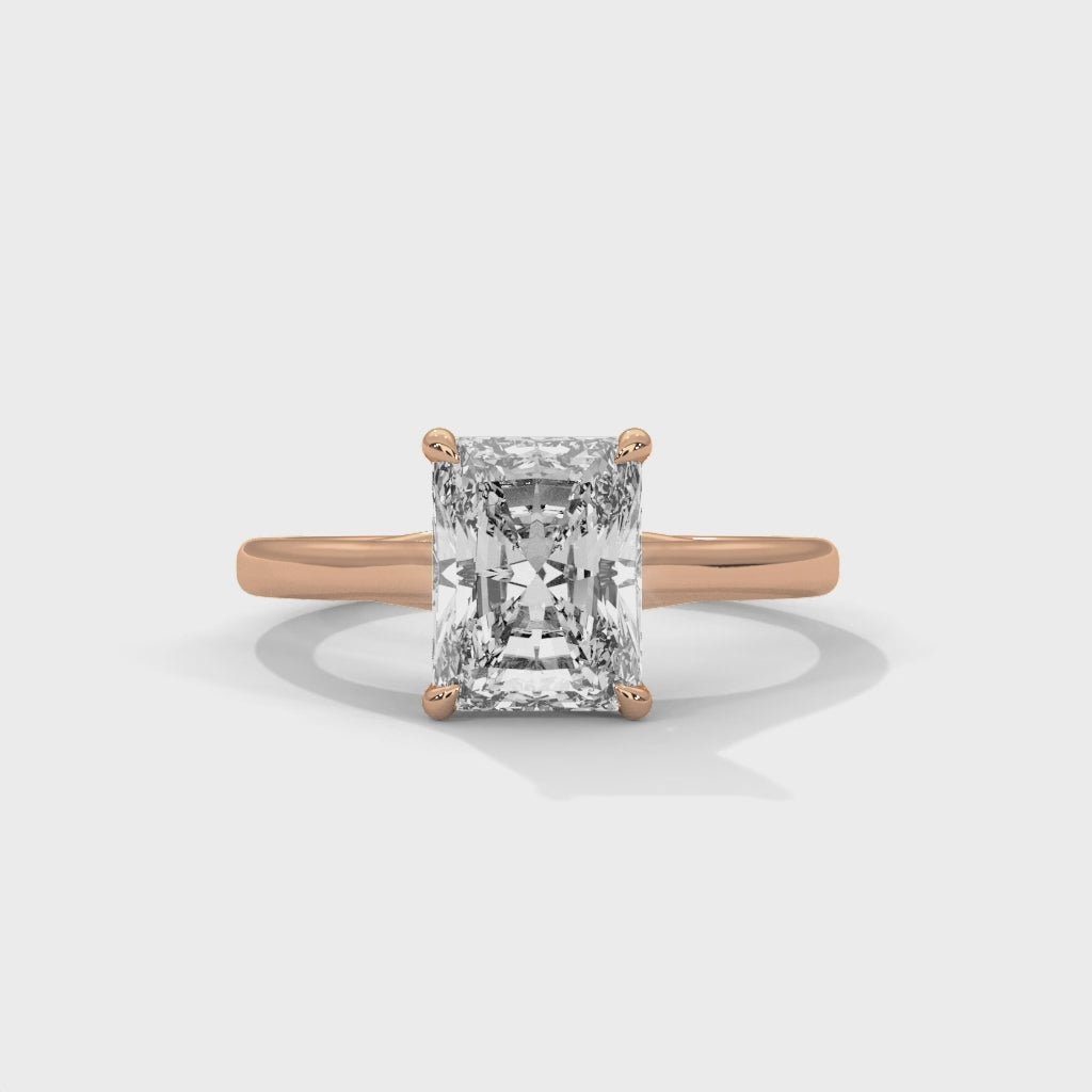 Radiant Cut Solitaire Ring with Four Prong Setting