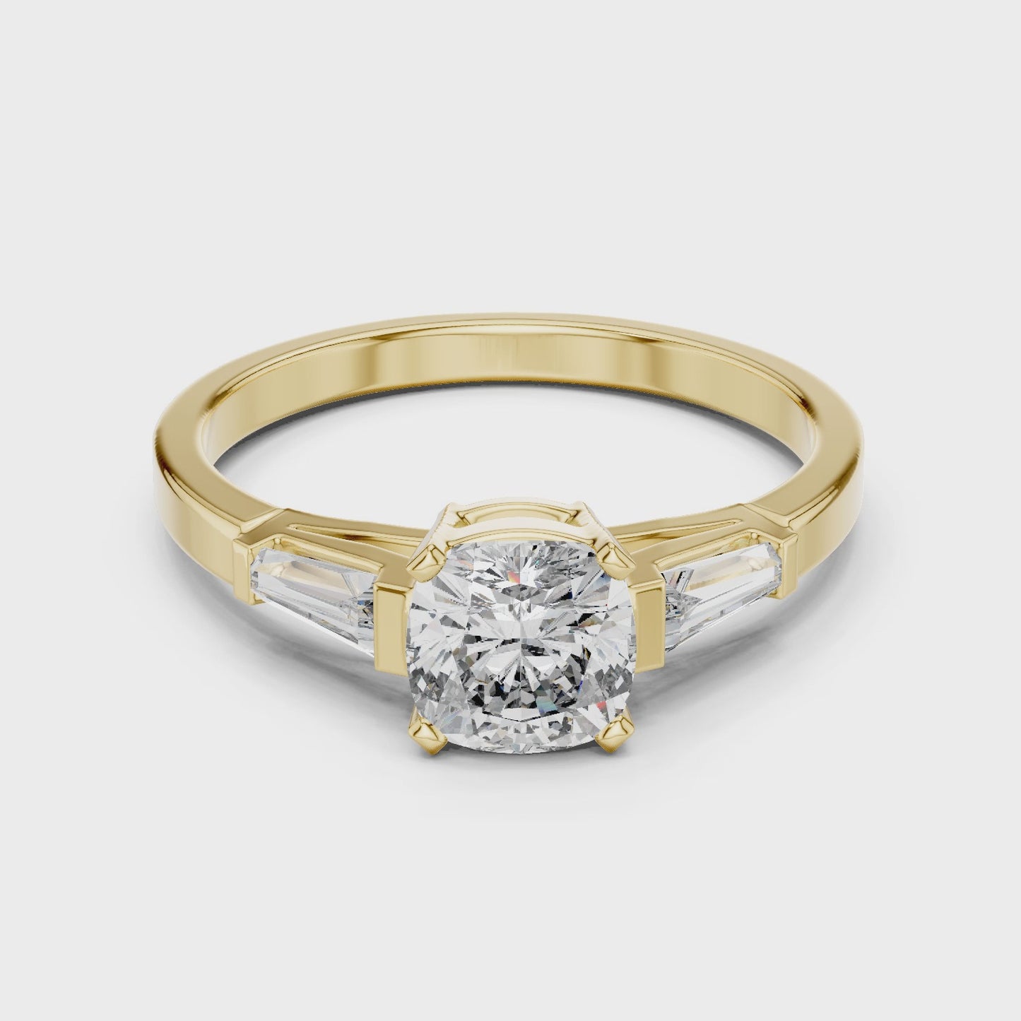 Auravue Cushion Diamond Three Stone Engagement Ring