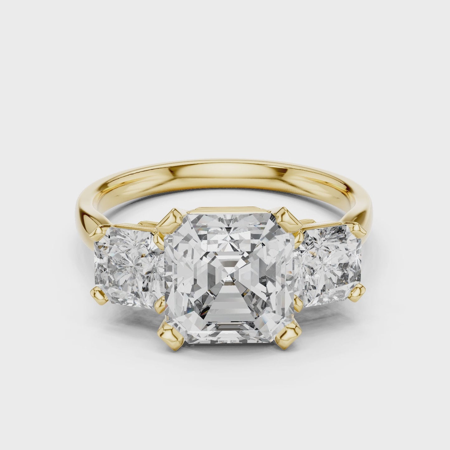 Asterion Three-Stone Asscher Cut Ring Elegant Statement